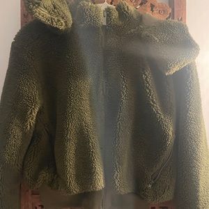 Olive green ALO yoga teddy coat